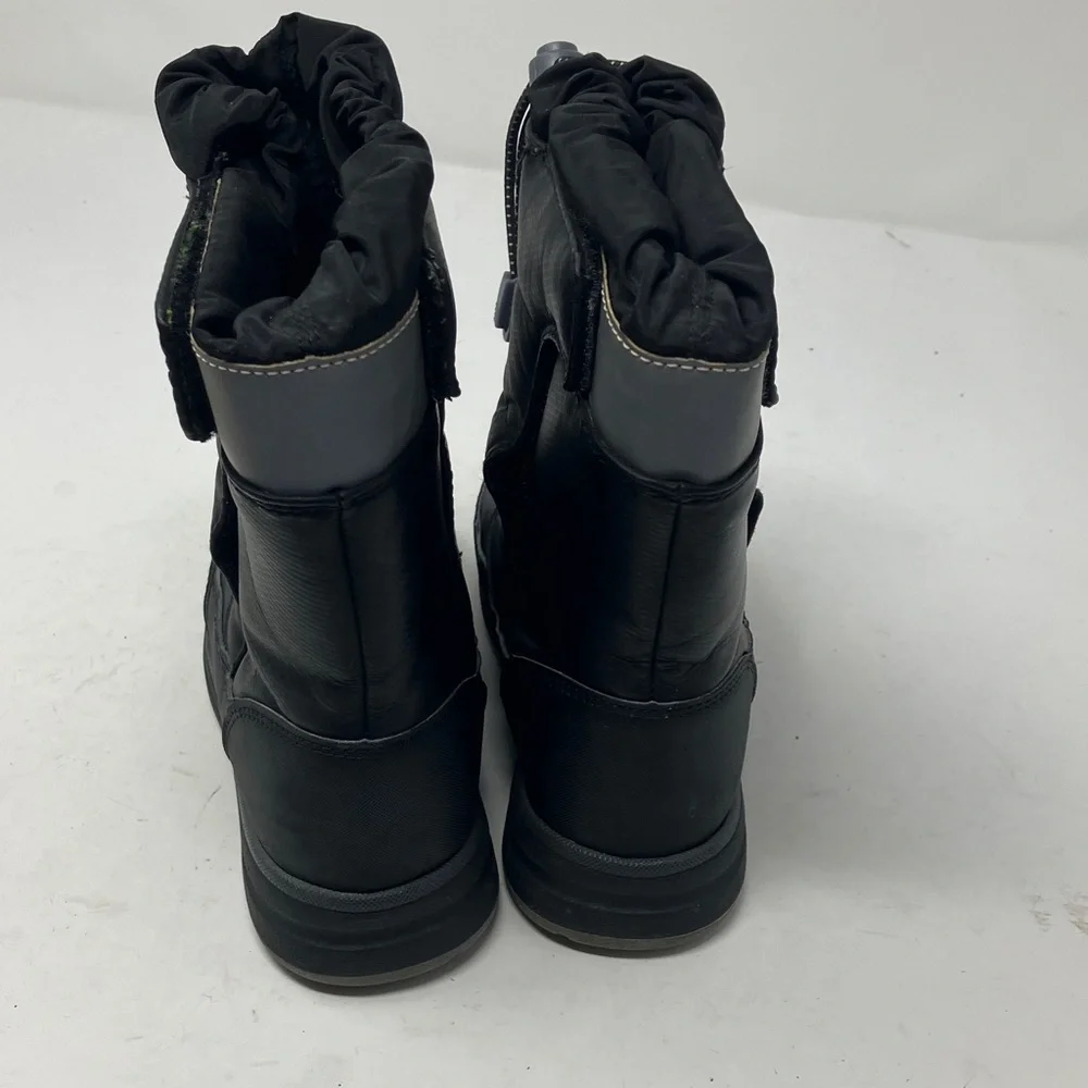 Lands’ End Youth Black Winter Boots US 11M – Hook & Loop, Drawstring Top
